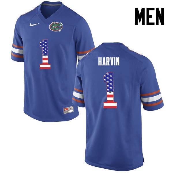 Men's NCAA Florida Gators Percy Harvin #1 Stitched Authentic USA Flag Fashion Nike Blue College Football Jersey TWG7165AA